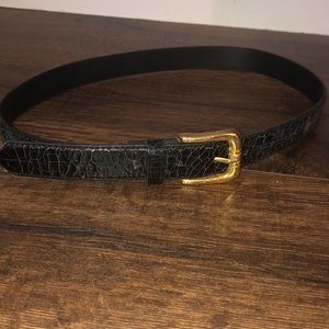 Black Crocodile Skin Belt